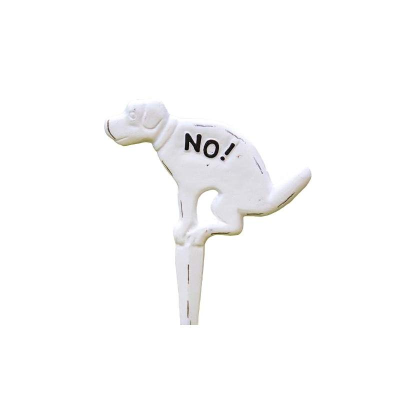 White Cast Iron No Fouling Dog Poo Sign Garden Lawn