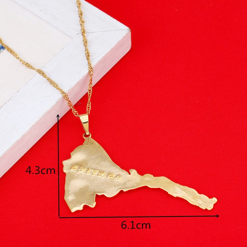 Eritrea Map Pendants Necklace Women Map of Eritrea 24K Gold