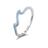 Silver Plated Wave Ring with Turquoise Stones, Adjustable Wave Design,