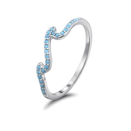 Silver Plated Wave Ring with Turquoise Stones, Adjustable Wave Design, Party and Daily Wear Jewellery
