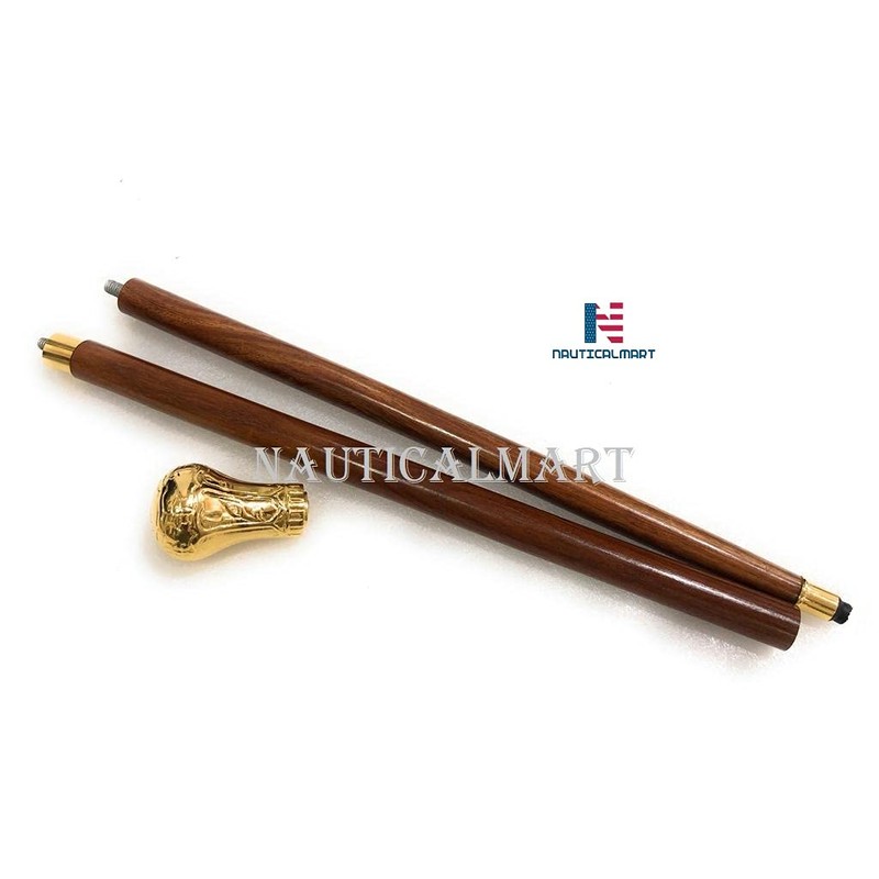 Gold Plated Replica of Bat Masterson Knob Handle Walking Cane