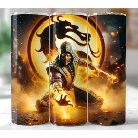 Handmade Kombat Warrior Fire Dragon 20oz Tumbler — Fantasy Battle Inspired Cup