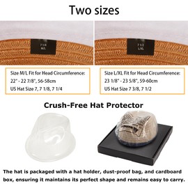 LADYBRO Breathable Short Brim Straw Trilby Khaki Hat for Men Summer Travel Beach L/XL, 7 1/2