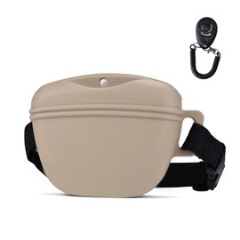 AOKLANT Pet Training Snack Pouch with Clicker 2.0 Upgraded Magnetic Closure, 1.66 Cup Silicone Belt Pouch for Dog Treats，Perfect for Training and Walking