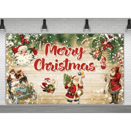 6 X 3.6ft Vintage Durable Merry Christmas Fireplace Backdrop Large Merry Christmas Sign Banner Fabric Xmas Holiday Photography Background Christmas Party Supplies Decoration