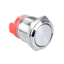 DMWD 16mm Heavy Duty Latching Metal Push Button Switch Waterproof Large Current 20Amp 12V 24V 110V ON-Off 1NO 2 Screw Terminals for 5/8" Mounting Hole Without LED