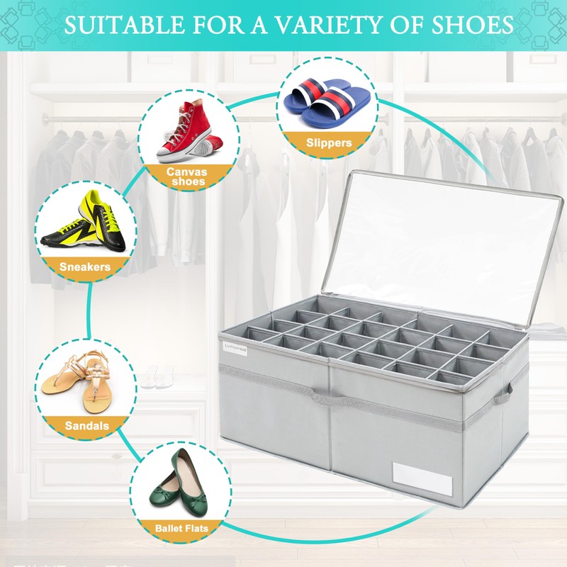 LUVHOMEE Shoe Organizer for Closet, Fits 24 Pairs, Large Shoe