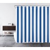 LB Blue and White Striped Fabric Shower Curtain for Bathroom