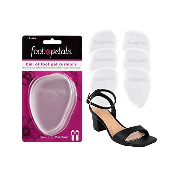 Foot Petals Women's Rounded 3 Pair, Clear Gel, One Size