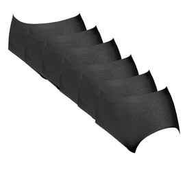 Bali Women`s Set of 6 Comfort Revolution Microfiber Seamless Brief 6/7, Black Damask