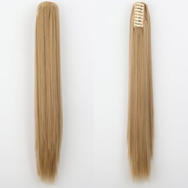 IFLY Wig, Ponytail Long, Straight Clip, Ponytail, Women's, 23.6 inches (60 cm), Black Hair, Heat Resistant, Hair Extension, Fashionable, Natural, Choice of Colors (18 Blonde Hair)