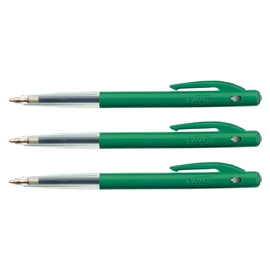 BIC CLIC M10 Ballpoint Pen Medium Tip 1 mm Green Ink Pack of 3