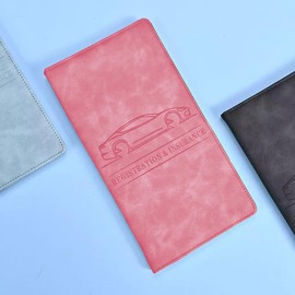 Car Accessories Registration and Insurance Holder,Leather Essential Card Magnetic Shut Vehicle Glove Box Organizer Case for Auto Driver License Document Truck Motorcycle Boat-Pink