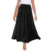 HERBATOMIA Women’s Long Flowy Tiered Skirt A-Line Ruffle Black Drawstring