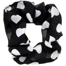 Topkids Accessories 2 Pieces Small Satin Hair Scrunchies for Girls and Women, Cute Colored Hair Ties, Silk Hair Ties for Hair, Hair Ties, Pretty Satin Hair Scrunchies (Black Hearts)