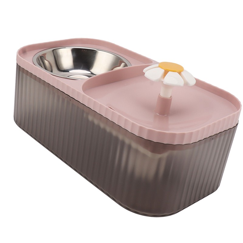 Cat Water Fountain Food Bowl High Capacity Quiet 2 In