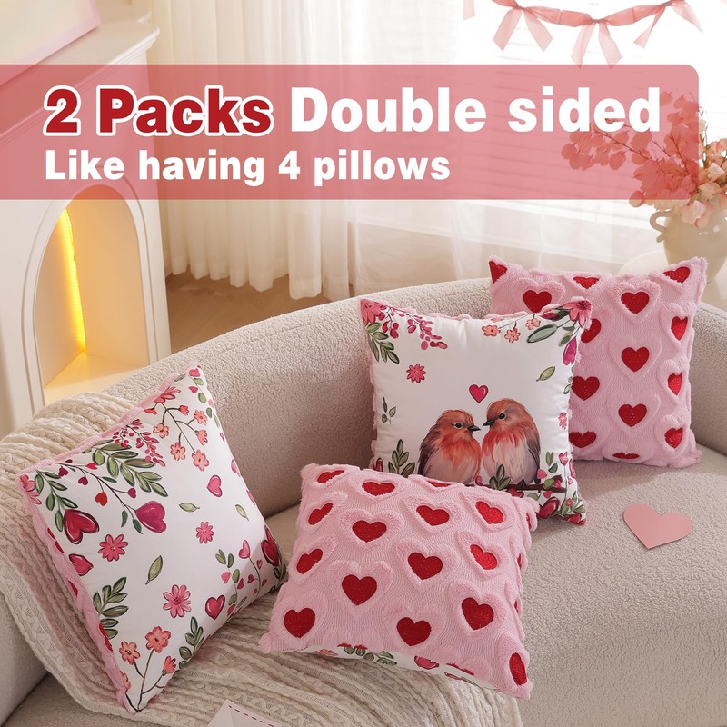 Tikeciti Valentines Day Faux Fur Heart Throw Pillow Covers Love