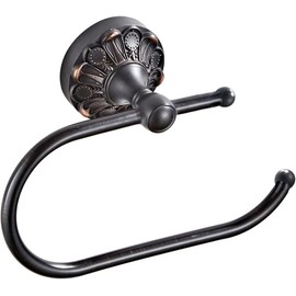 CALUCAB Antique Brass Toilet Roll Holder Brush Bronze Wall Mounted Toilet Roll Holder Open Arm Towel Holder Tissue Roll Holder for Bathroom Kitchen (Oil Matte Black)