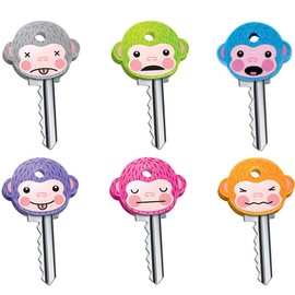 6 Pcs Rubber Key caps Flexible Key Covers caps Novelty Cute Monkey Key Covers Fits Most Standard Keys Made for Easy Identifying Door Keys