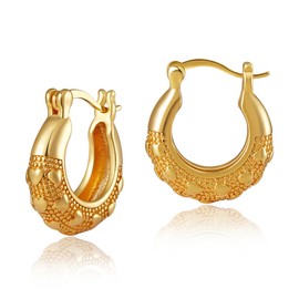 Hanaoops Hoop Earrings for Women Earrings Chunky Small 18K Gold Hoop Earrings Chunky Thick Cartilage Hoop Huggie Hoop Earrings Mini Small Hoop Earrings Lightweight Wide Earrings Girls, Copper