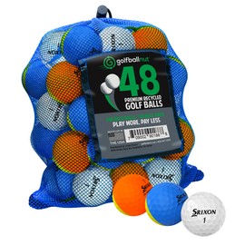 GolfBall Nut - 48 Recycled Golf Balls for Srixon Q Star Tour Series - Used Golf Balls Bulk - Near Mint Condition – Includes Mesh Bag – 48-Pack, Multicolor