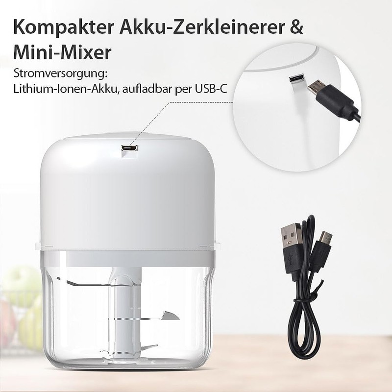 Rosenstein & Söhne Garlic Chopper: Set of 2 Compact Cordless