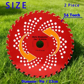 Tayfeim 9" x 36T Carbide Tipped Brush Cutter Blades 2-Pack, Weed Eater Blade for String Trimmer, Weed Wacker, Compatible with Husqvarna Stihl Fsx Ego