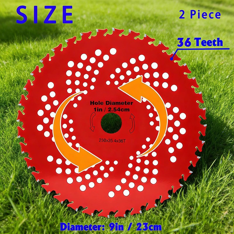 Tayfeim 9" x 36T Carbide Tipped Brush Cutter Blades 2-Pack,