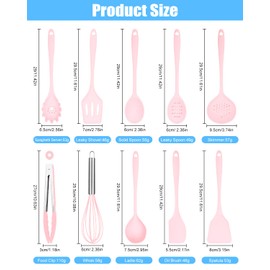18-Piece Kitchen Utensil Set, Heat-Resistant Cooking Cutlery Set with Utensil Holder, Cooking Utensils Cookware (Pink)