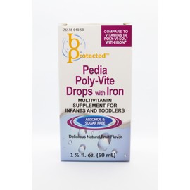 BProtected 24 Pack Pedia Poly-Vite with Iron Liquid multivitamin for infants and children