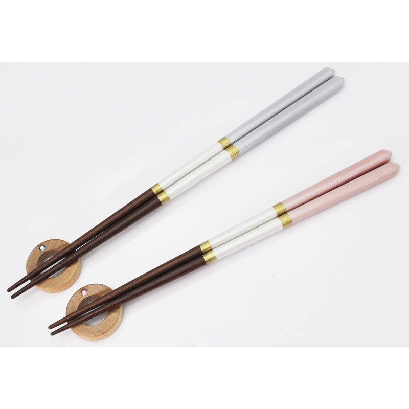 Ishida Dishwasher Safe Chopsticks with Paulownia Case, Chopsticks Rest, Champagne