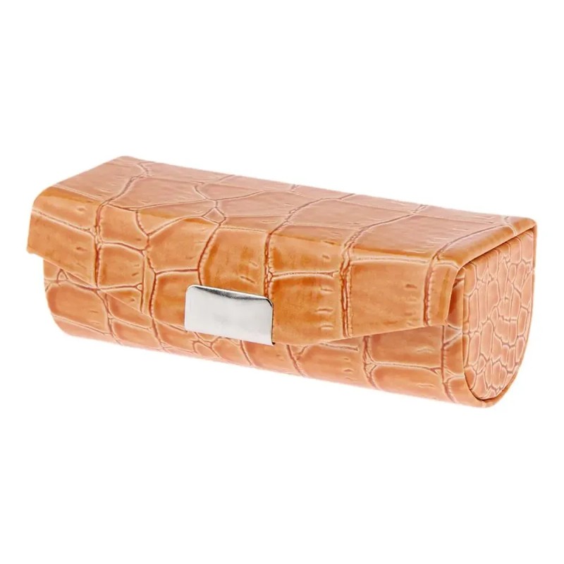 2 Estuches Para Pintalabios De Piel Marrón Anaranjado