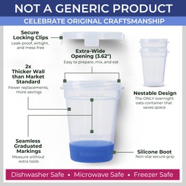 JoyPlus Overnight Oats Containers with Lids (2-Piece Set Lock Lid) - 16 Oz Overnight Oats Jars with Lids, Plastic Food Storage Containers with Lids Airtight for Oatmeal, Cereal, Yogurt, Chia Pudding