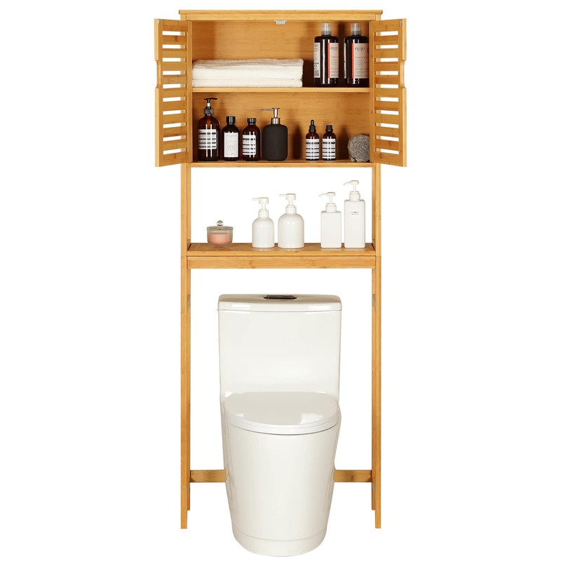 VIAGDO Over The Toilet Storage Cabinet, Tall Bathroom Cabinet Organizer