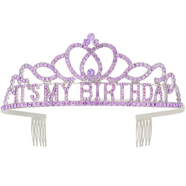 Araluky Birthday Tiara for Women ITS MY BIRTHDAY Crowns for Women Happy Birthday Crown for Girls Birthday Girl Crown Birthday Headband for Women Parties Favors Decorations Gift (Purple)