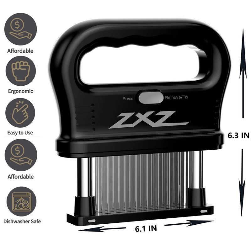 ZXZ Premium Meat Tenderizer Mallet – 48 Stainless Steel Blades,