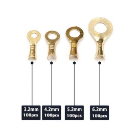 100 Pieces Ring Shoe Terminals, Brass Crimp Cable Connectors, Wire Terminals, Assortment Kit for Machinery, Car and Home Appliances (M4 4.2mm)