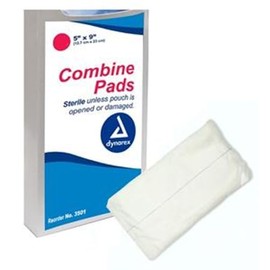 Dynarex Combine Pads High Absorbency, Sterile, 5" x 9", 20/tray