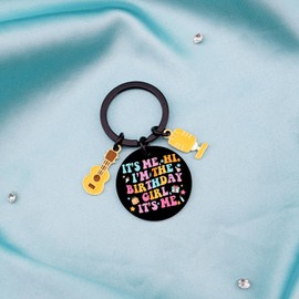 Aisity Birthday Gifts for Girls Fans Birthday Keychain Gifts for 10 Year Old Girl Backpack Accessories Cute Tay Merch Gifts for Fans Women Teen Girl Music Lover Present