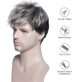 6 inch Mens Wig Short Wigs for Men Short Straight Layered Fluffy Men’s Wig Realistic Natural Male Guys Wig