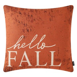 TRENDIN Fall Decorations Orange Hello Fall Pillow Cover 18x18 inch Autumn Decor Thanksgiving Throw Cushion Cover for Sofa Couch PL531TR