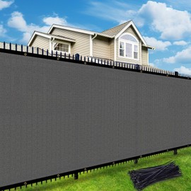 UPGRADE Privacy Fence Screen 90% Visual Blockage 6'x72' Dark Grey Outdoor 170 GSM Mesh Panels for Deck,Balcony,Backyard,Patio with Zip Ties,Customized，A495