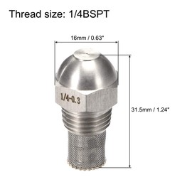 uxcell Mist Nozzle - 1/4BSPT 0.3mm Orifice Dia 304 Stainless Steel Fine Atomizing Spray Tip