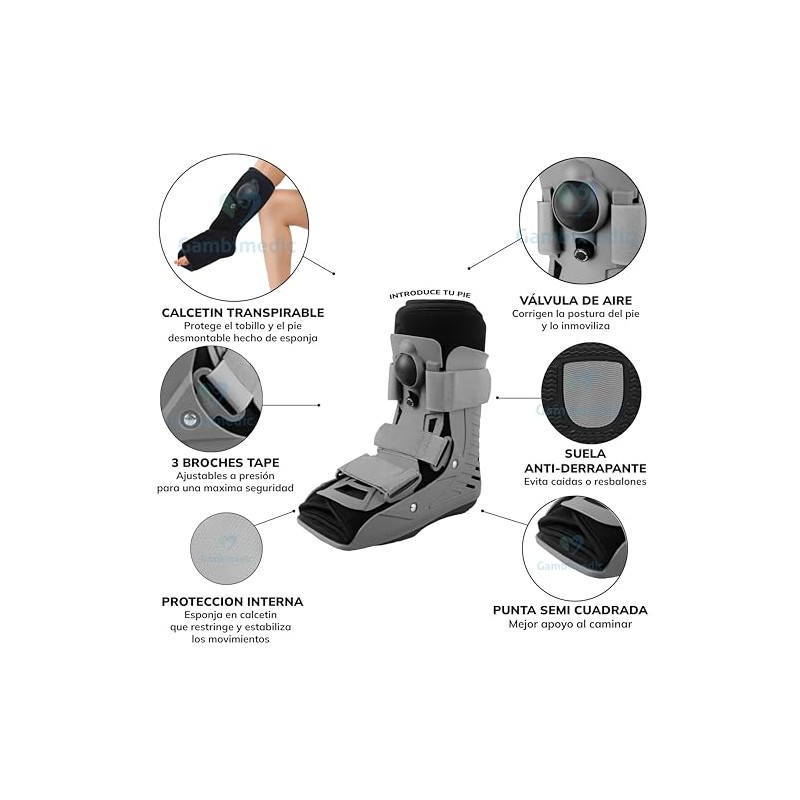 Gambimedic Bota Ferula Walker Corta Ortopedica Aire Neumatica Premium (Mediana/Medium)