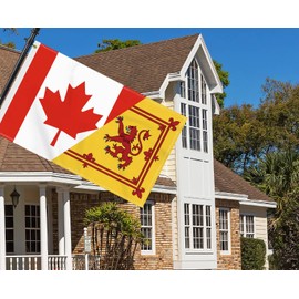 3×5 FT Canada Scotland Lion Flag, Large 100D Canadian Scottish Rampant Friendship National Outdoor Banner,Doube Side Printing Decor For Patio Garden With Brass Gromment