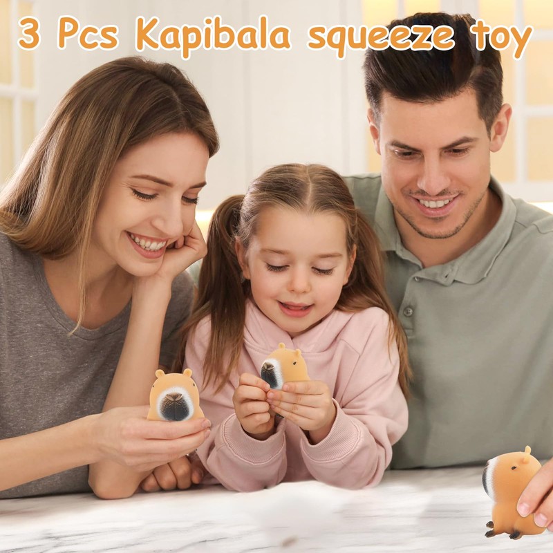 Pack of 3 Capybara Squeeze Toy, Puffer Fish Stress Ball,