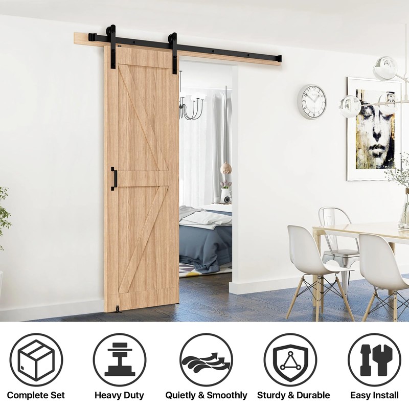 Signstek 5FT Sliding Barn Door Hardware Kit Heavy Duty with