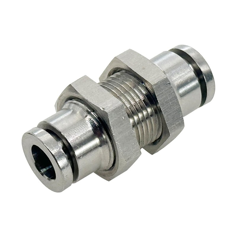 Jienk 2Pcs 304 Stainless Steel Bulkhead Union 1/4" x 1/4"