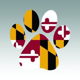 Maryland State Shaped Paw Print Sticker - Die Cut - Decal - RDW Dog Cat Pet Puppy 3.96" x 4.00"