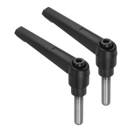 sourcing map 2pcs Clamping Lever Handles, M8 x 25mm 304 Stainless Steel Threaded Male Stud, Adjustable Handles Locking Quick Release Ratchet Push Button Bolt Knobs, Black